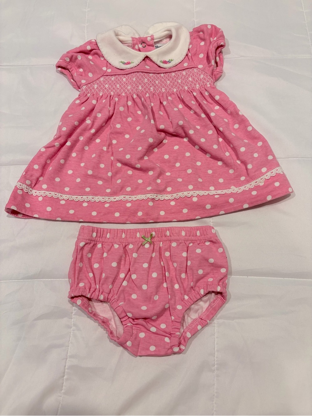 Hartstrings Pink Polka Dot Dress with Matching Bloomers